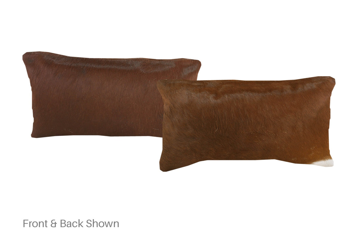 Solid Brown Cowhide Pillow #A51754