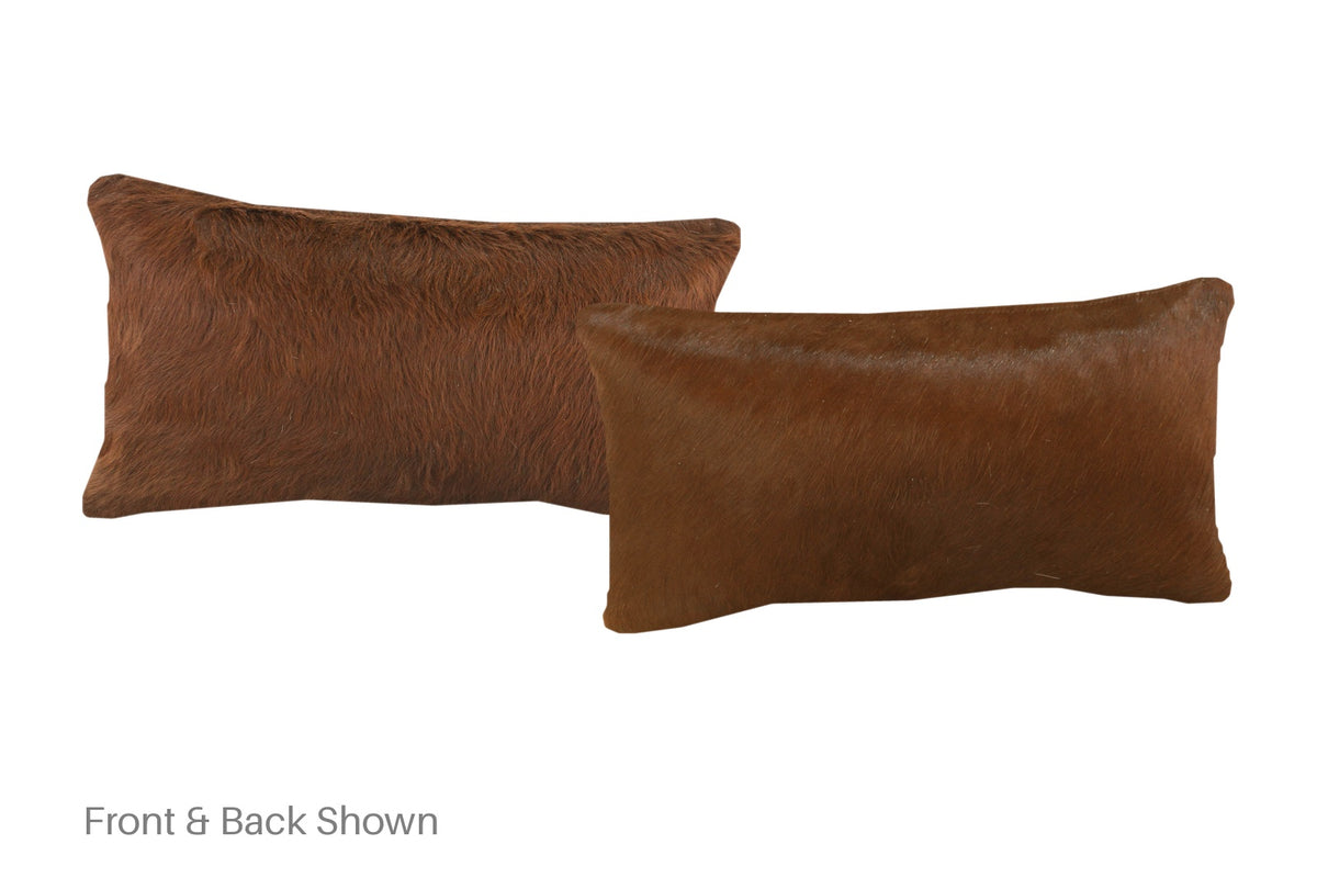 Solid Brown Cowhide Pillow #A51760