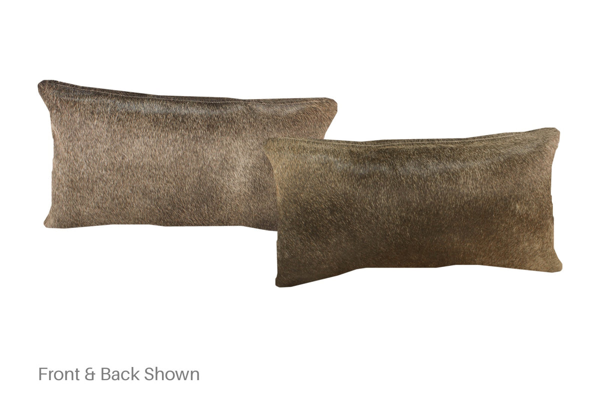 Grey with Beige Cowhide Pillow #A51803