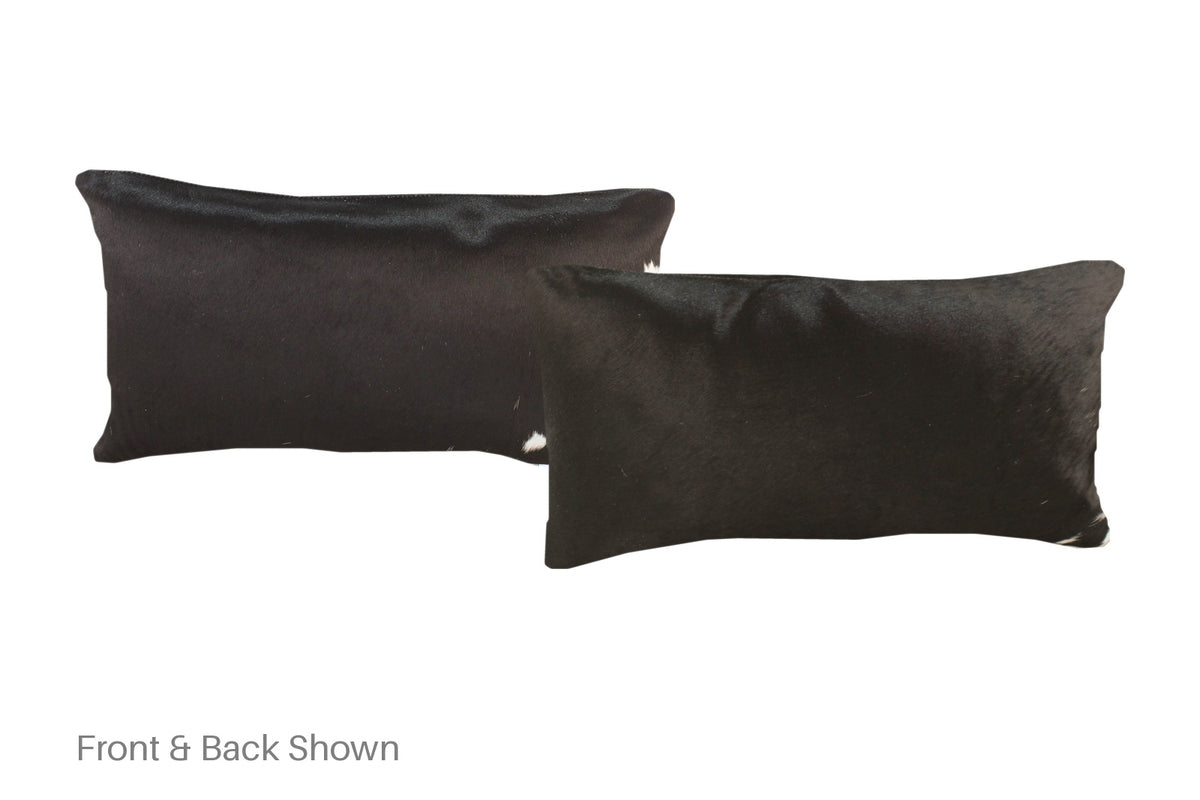Solid Black Cowhide Pillow #A51844