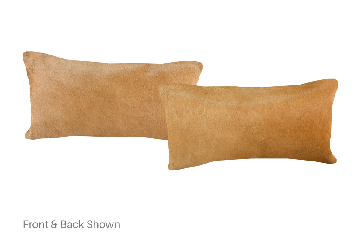 Solid Brown Cowhide Pillow #A51896