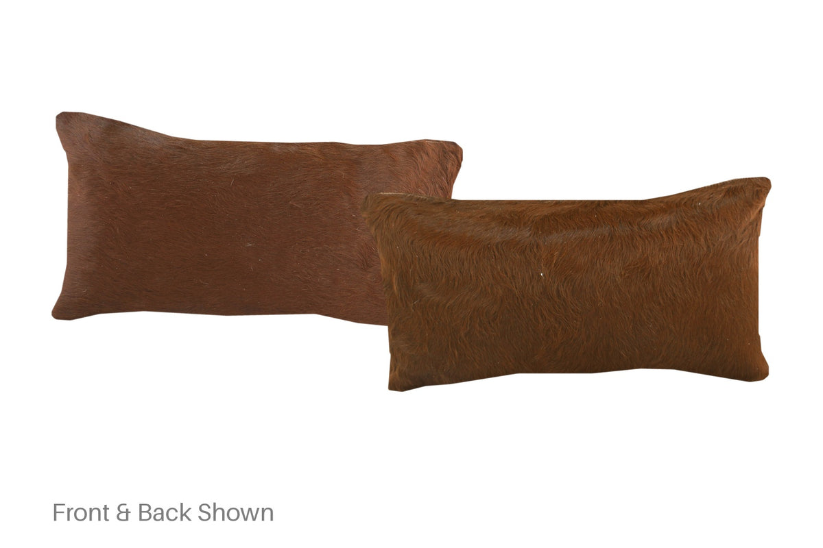 Solid Brown Cowhide Pillow #A51907