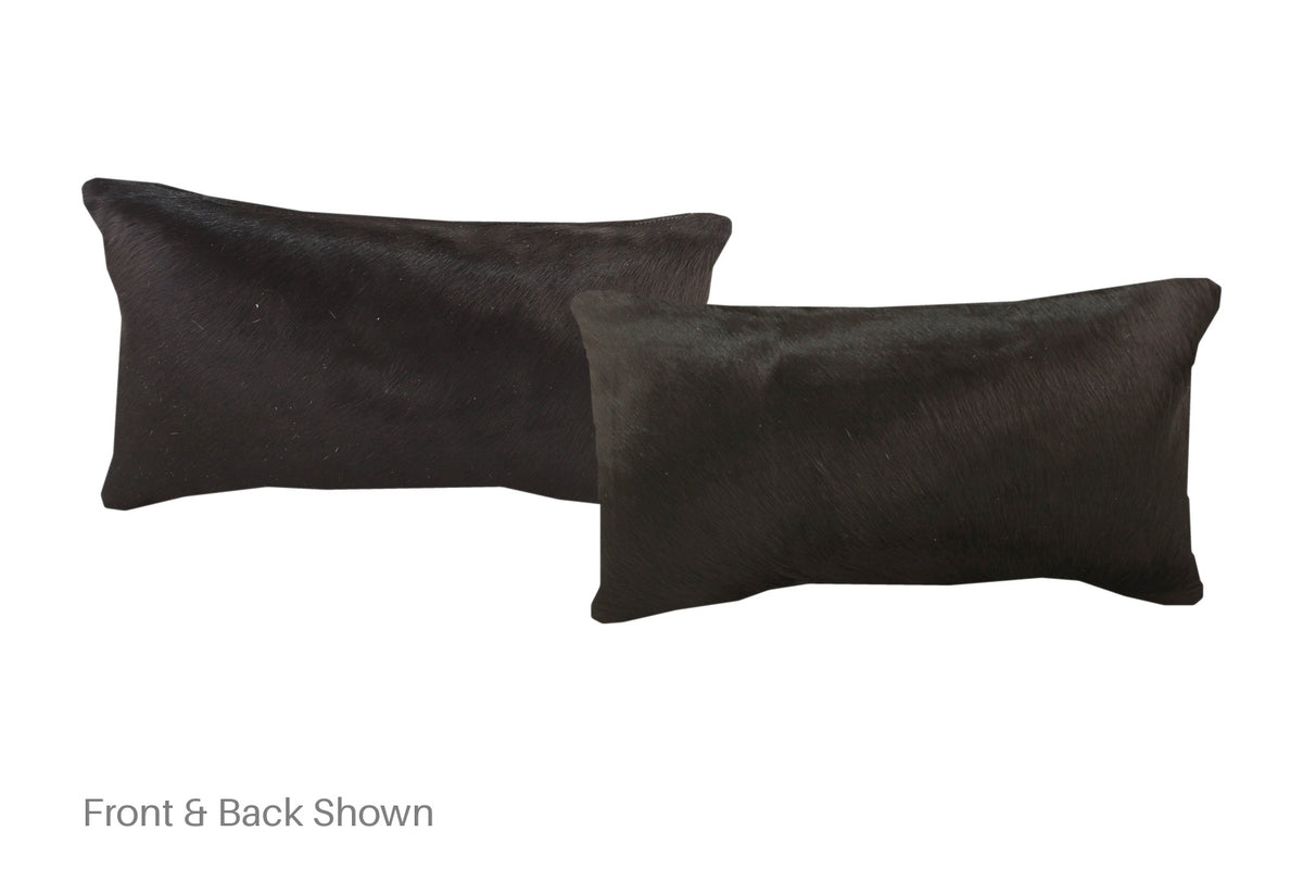 Solid Black Cowhide Pillow #A51908