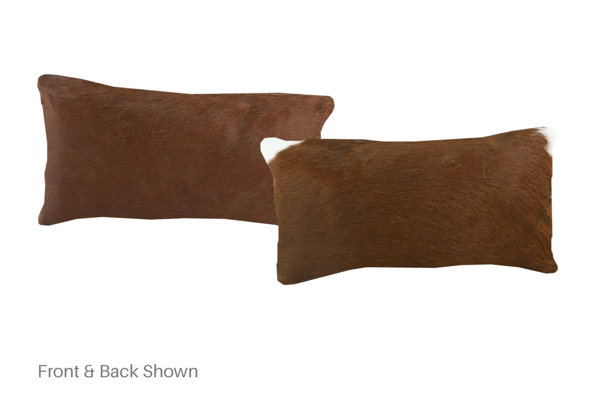 Solid Brown Cowhide Pillow #A51910