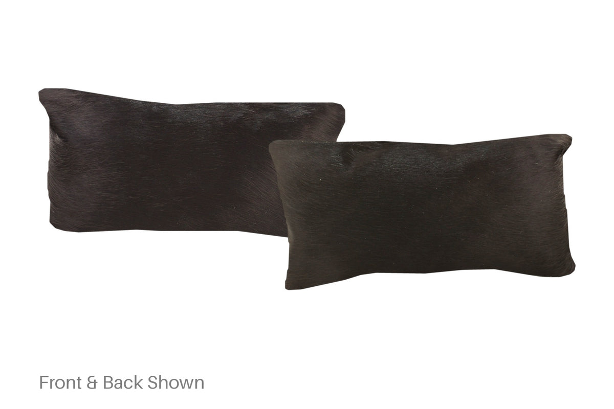 Solid Black Cowhide Pillow #A51949
