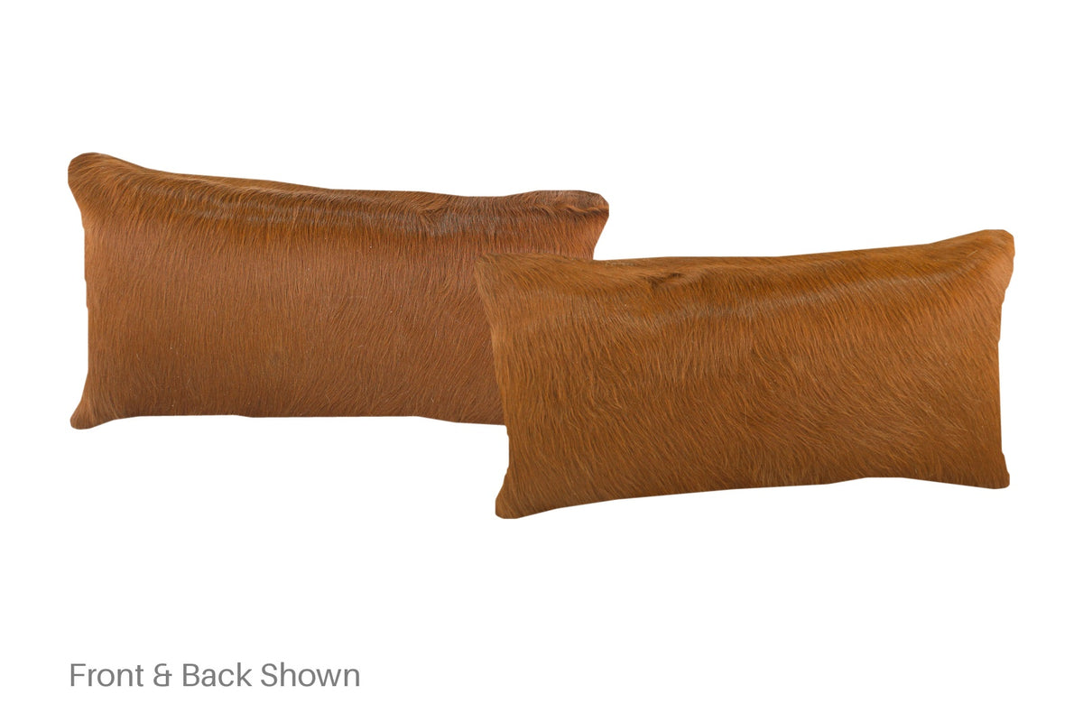 Solid Brown Cowhide Pillow #A51952