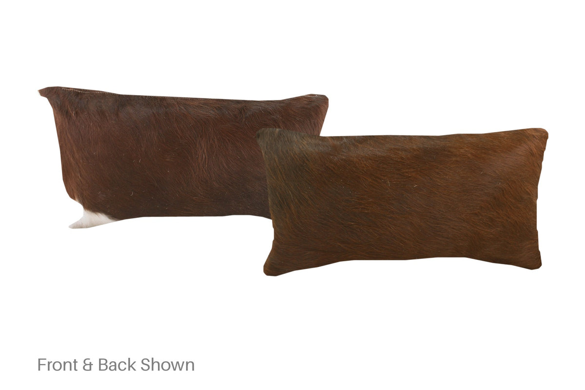 Solid Brown Cowhide Pillow #A51975