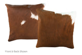 Brown and White Cowhide Pillow 16x16 #A52254 by Hudson Hides