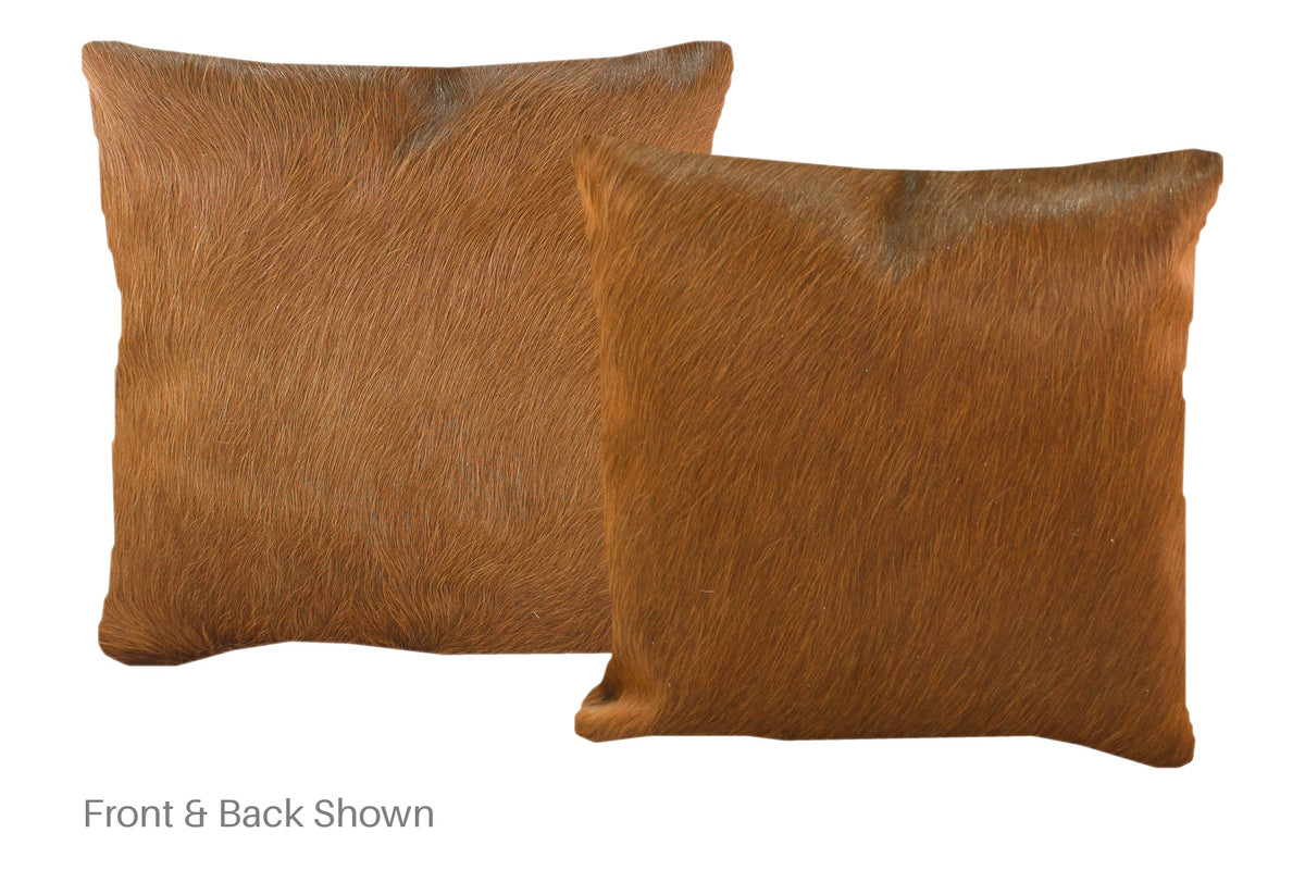 Solid Brown Cowhide Pillow #A52279