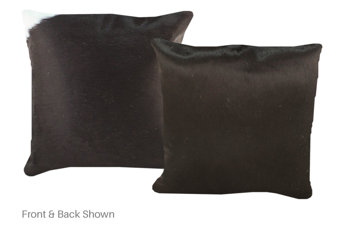 Solid Black Cowhide Pillow #A52373