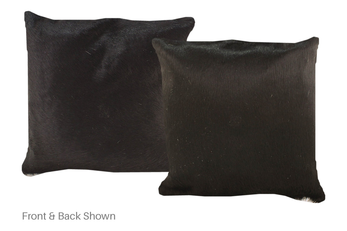 Solid Black Cowhide Pillow #A52374