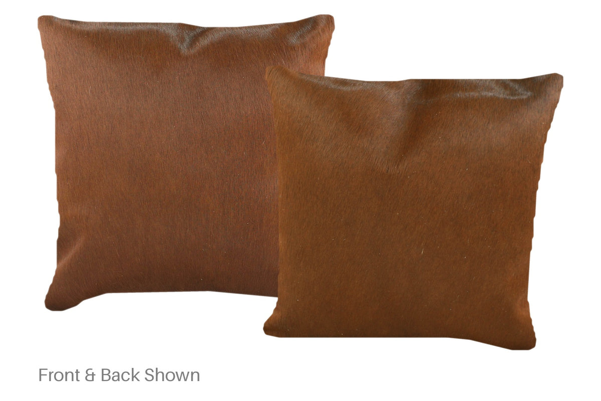 Solid Brown Cowhide Pillow #A52522