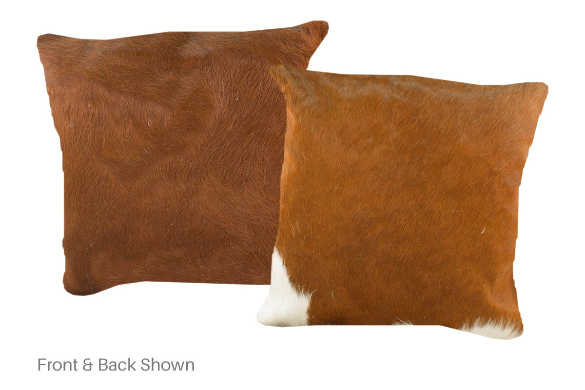 Solid Brown Cowhide Pillow #A52530