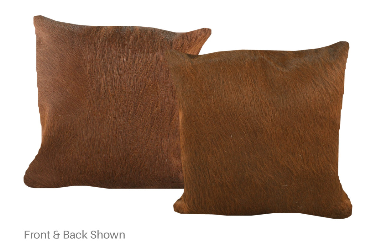 Solid Brown Cowhide Pillow #A52548