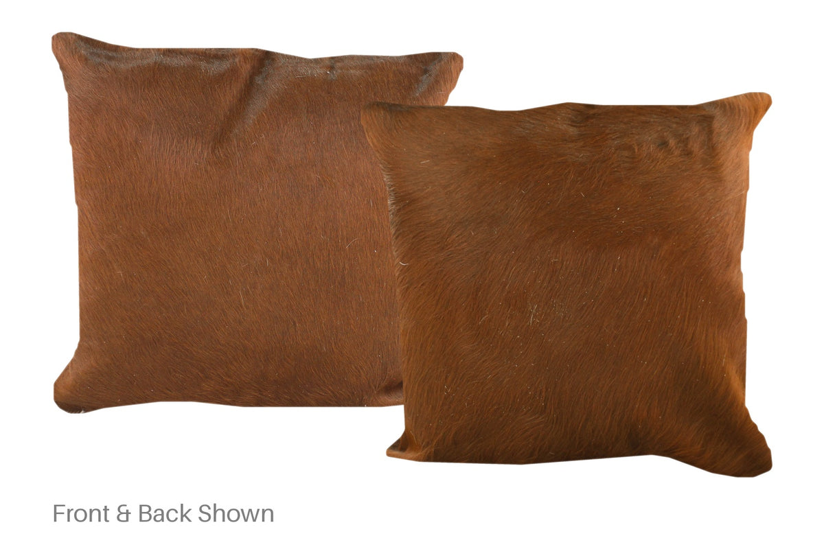 Solid Brown Cowhide Pillow #A52549