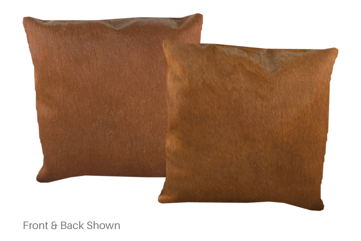 Solid Brown Cowhide Pillow #A52636