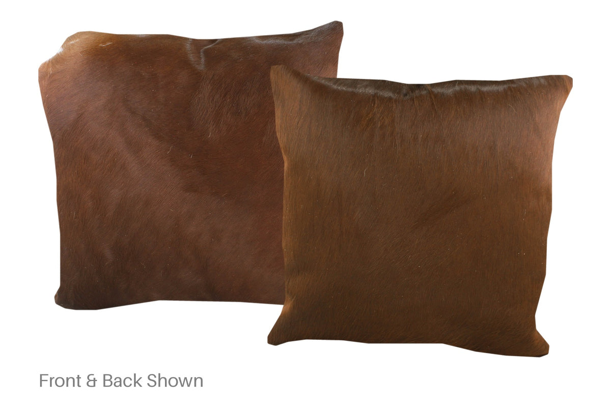 Solid Brown Cowhide Pillow #A52733