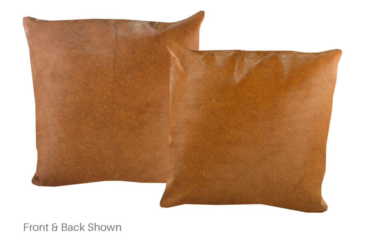 Solid Brown Cowhide Pillow #A52749