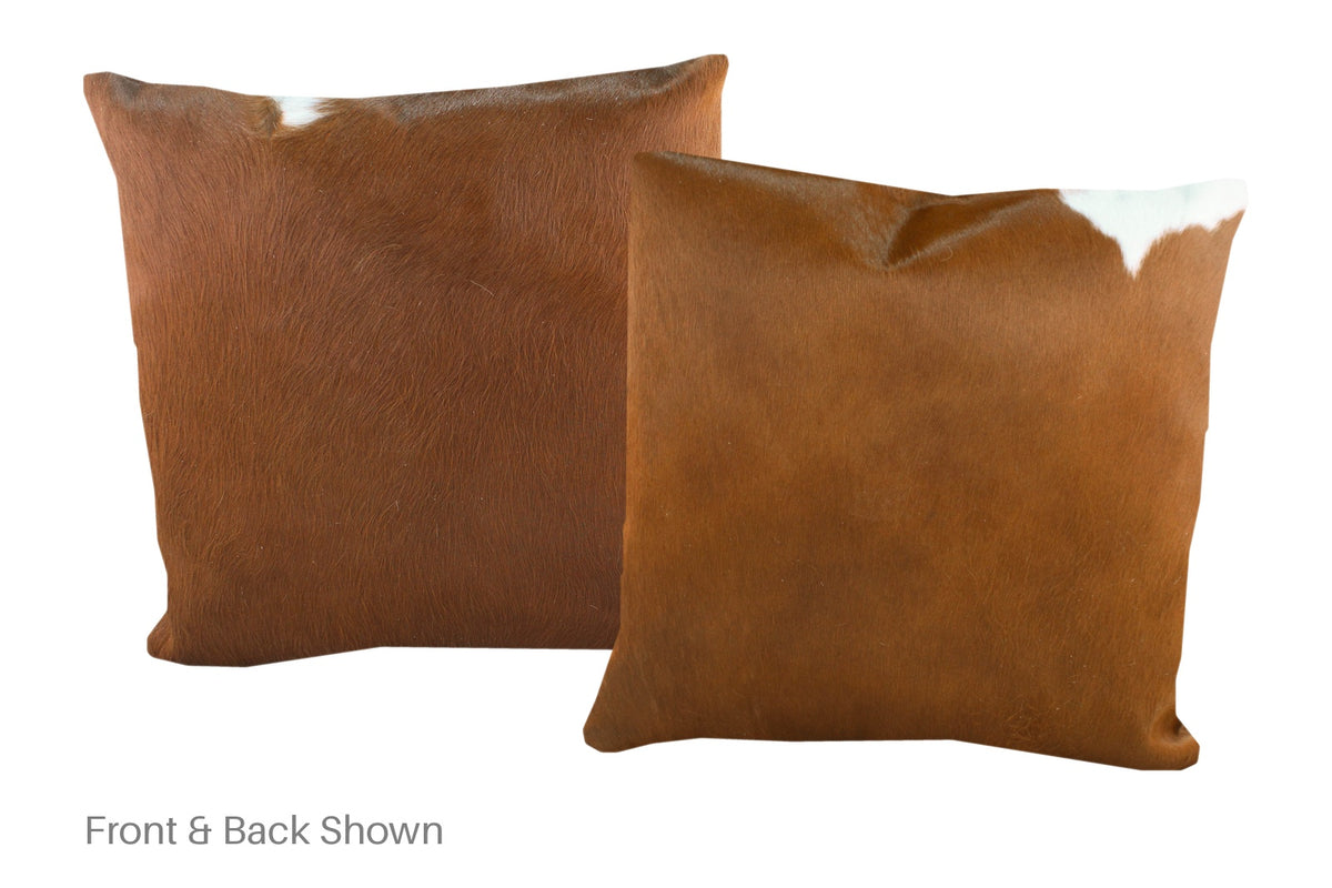 Solid Brown Cowhide Pillow #A52823
