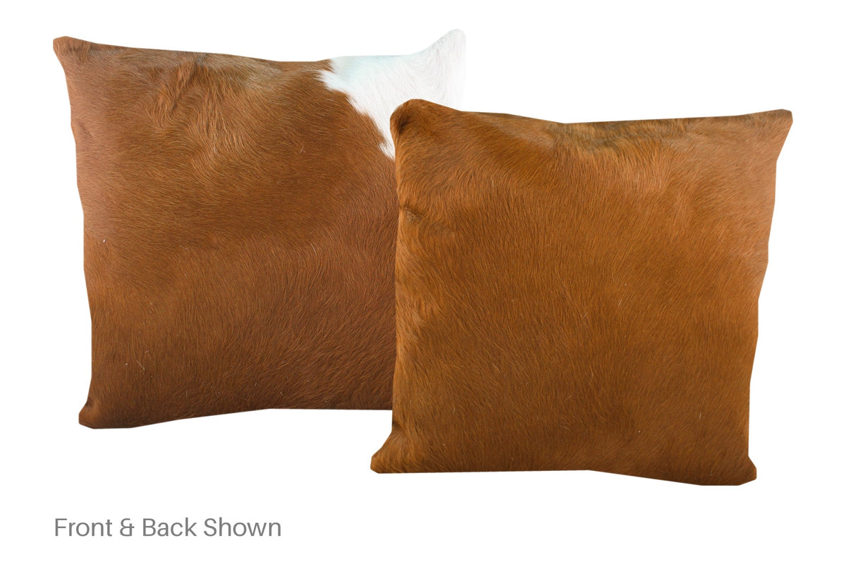 Solid Brown Cowhide Pillow #A52989