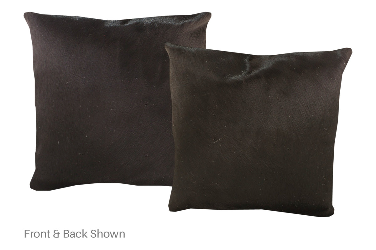 Solid Black Cowhide Pillow #A53016