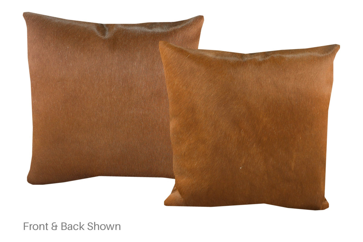 Solid Brown Cowhide Pillow #A53017