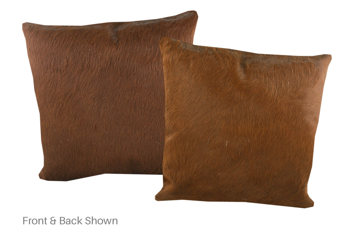 Solid Brown Cowhide Pillow #A53018