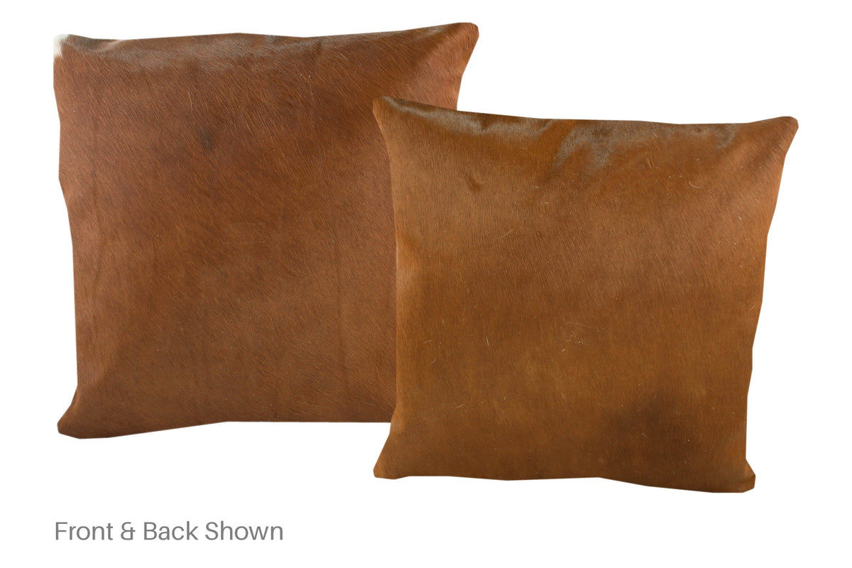 Solid Brown Cowhide Pillow #A53019