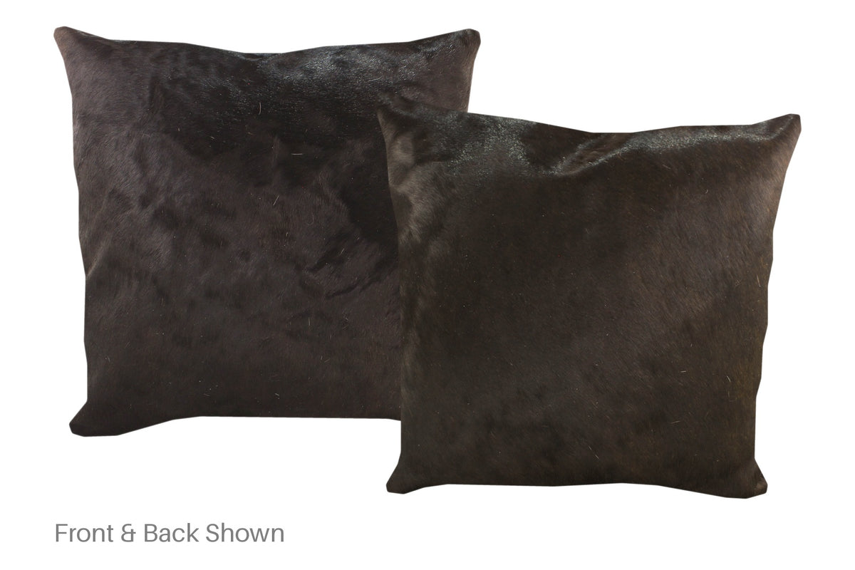 Solid Black Cowhide Pillow #A53095