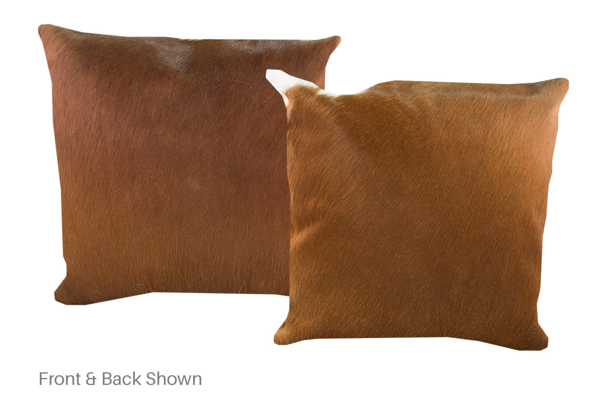Solid Brown Cowhide Pillow #A53102