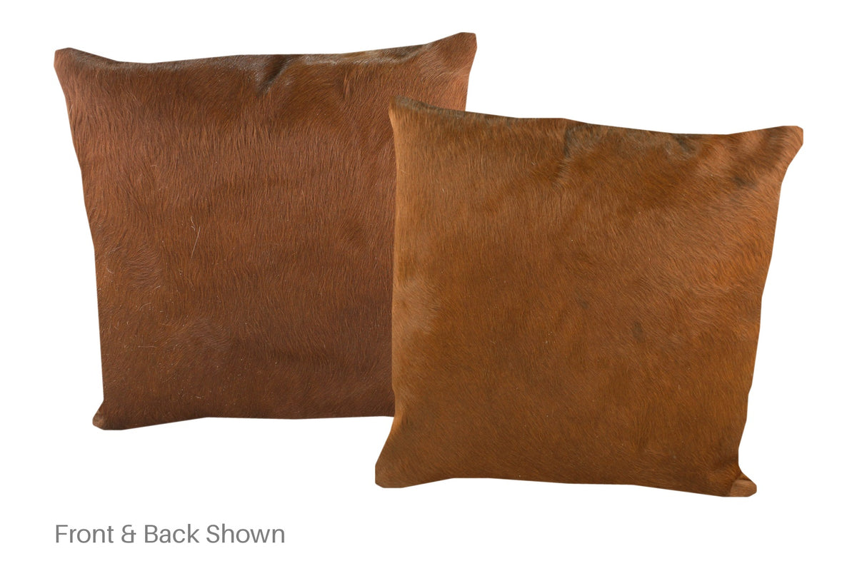 Solid Brown Cowhide Pillow #A53120