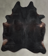 Solid Black XX-Large Brazilian Cowhide Rug 7'11"H x 6'6"W #A53178 by Hudson Hides