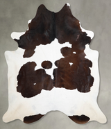 Chocolate and White XX-Large Brazilian Cowhide Rug 8'2"H x 7'1"W #A53188 by Hudson Hides