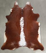 Brown and White Regular X-Large Brazilian Cowhide Rug 7'1"H x 6'8"W #A53220 by Hudson Hides
