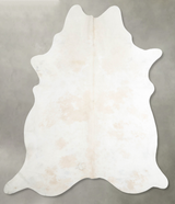 Ivory with Beige X-Large Brazilian Cowhide Rug 7'2"H x 6'6"W #A53250 by Hudson Hides