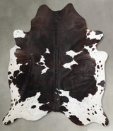 Chocolate and White X-Large Brazilian Cowhide Rug 7'8"H x 6'4"W #A53304 by Hudson Hides
