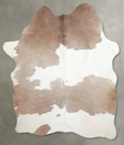 Ivory with Beige X-Large Brazilian Cowhide Rug 7'2"H x 5'8"W #A53472 by Hudson Hides
