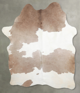 Ivory with Beige X-Large Brazilian Cowhide Rug 7'2"H x 5'8"W #A53472 by Hudson Hides