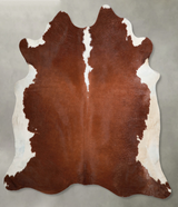 Brown and White Regular XX-Large Brazilian Cowhide Rug 7'5"H x 7'3"W #A53489 by Hudson Hides