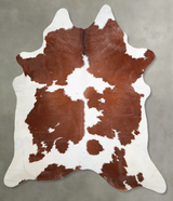 Brown and White XX-Large Brazilian Cowhide Rug 7'10"H x 7'1"W #A53578 by Hudson Hides