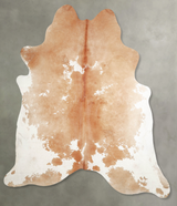 Beige and White XX-Large Brazilian Cowhide Rug 8'0"H x 7'8"W #A53600 by Hudson Hides