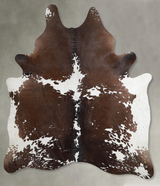 Chocolate and White X-Large Brazilian Cowhide Rug 7'7"H x 6'6"W #A53617 by Hudson Hides