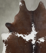 Chocolate and White X-Large Brazilian Cowhide Rug 7'7"H x 6'6"W #A53617 by Hudson Hides