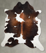 Chocolate and White X-Large Brazilian Cowhide Rug 7'2"H x 6'7"W #A53622 by Hudson Hides