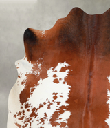 Brown and White X-Large Brazilian Cowhide Rug 6'10"H x 6'1"W #A53789 by Hudson Hides