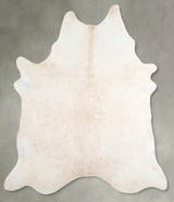 Ivory with Beige X-Large Brazilian Cowhide Rug 7'9"H x 6'3"W #A53800 by Hudson Hides