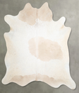 Ivory with Beige X-Large Brazilian Cowhide Rug 7'1"H x 6'7"W #A53813 by Hudson Hides