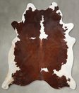 Brown and White XX-Large Brazilian Cowhide Rug 7'9"H x 7'1"W #A53823 by Hudson Hides