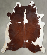 Brown and White XX-Large Brazilian Cowhide Rug 7'9"H x 7'1"W #A53823 by Hudson Hides