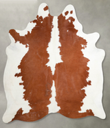 Brown and White Large Brazilian Cowhide Rug 6'6"H x 6'2"W #A53987 by Hudson Hides